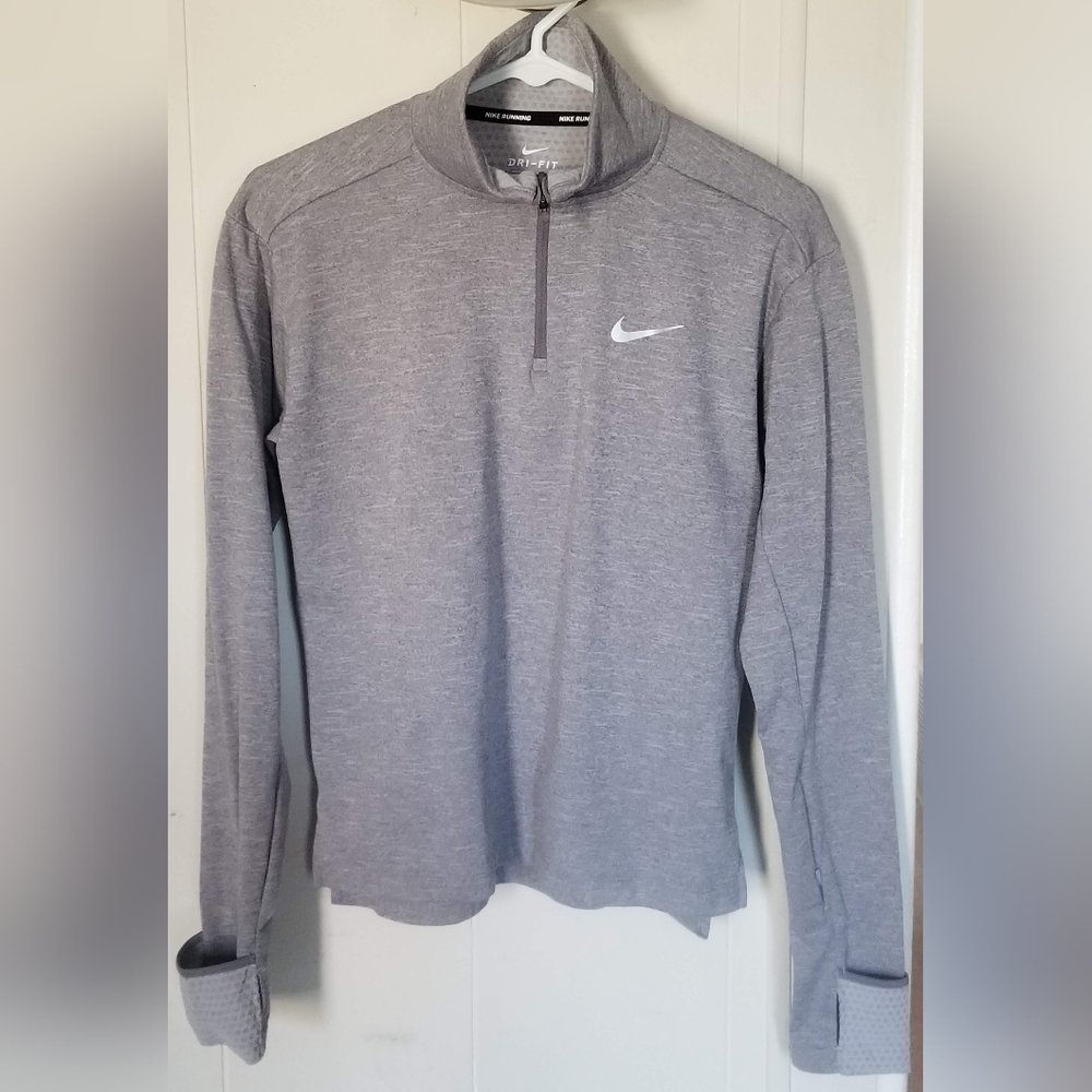 NIKE RUNNING DRI-FIT 1/4 ZIP PULLOVER HEATHER GRAY WOMEN'S SIZE SMALL